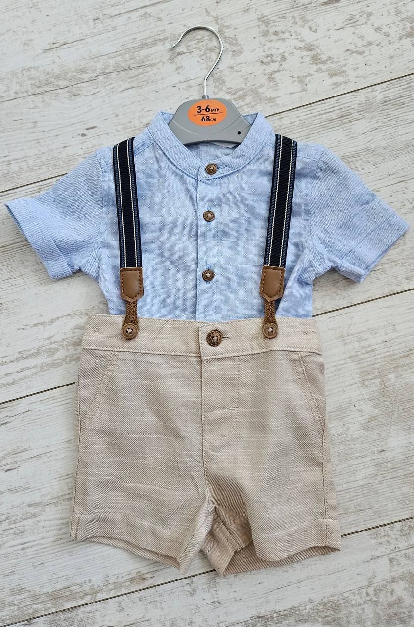 Новый стильный костюмчик 3-6 мес (68 см) с подтяжками